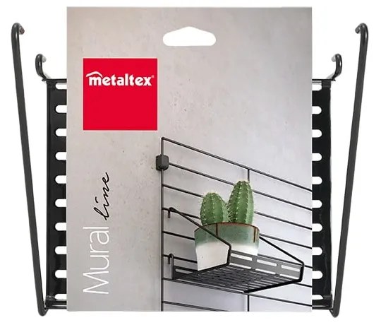 Componentă - raft neagră din metal 18x15 cm Mural – Metaltex