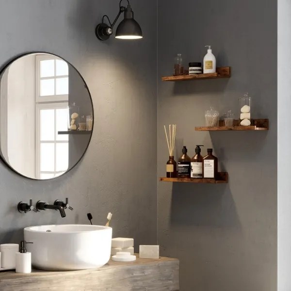 Set de 3 rafturi de perete SHELFY, maro