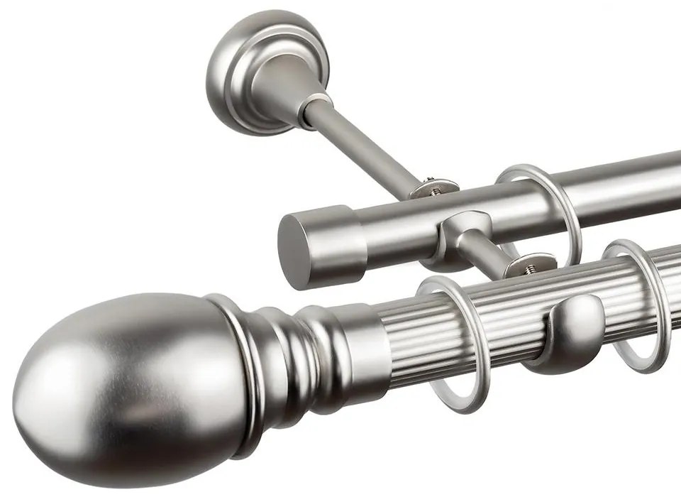 Galerie dubla bara zimtata Calypso 25/19, metal, argintiu - 300 cm