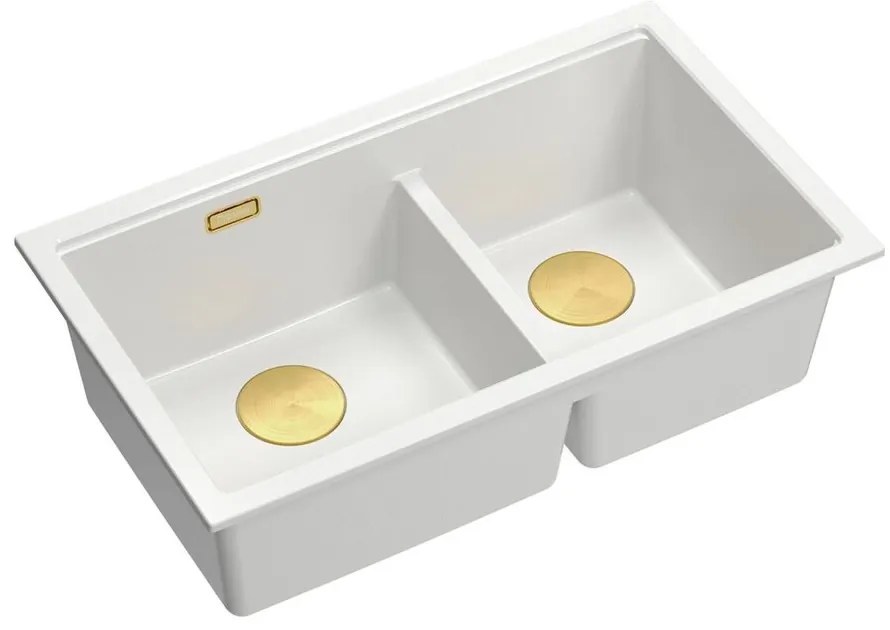 Chiuveta compozit incastrata Quadron Logan 120 alb - auriu 76x45 cm