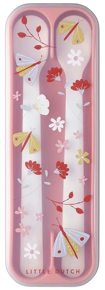 Linguri pentru copii albe/roz-deschis din plastic 2 buc. Flowers & butterflies – Mepal