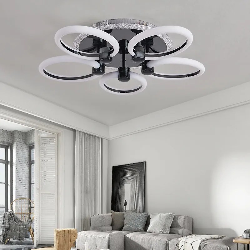 Lustra Led Cu Telecomanda, Elit's, Opal J, 136 w Intensitate Reglabila, RGB, NEGRU