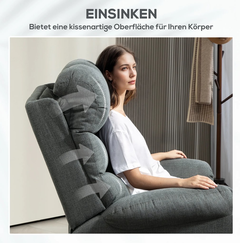 HOMCOM Fotoliu de ridicare, fotoliu electric de relaxare cu funcție de masaj, fotoliu capitonat cu funcție de ridicare, oțel, material textil, Gri | Aosom Romania
