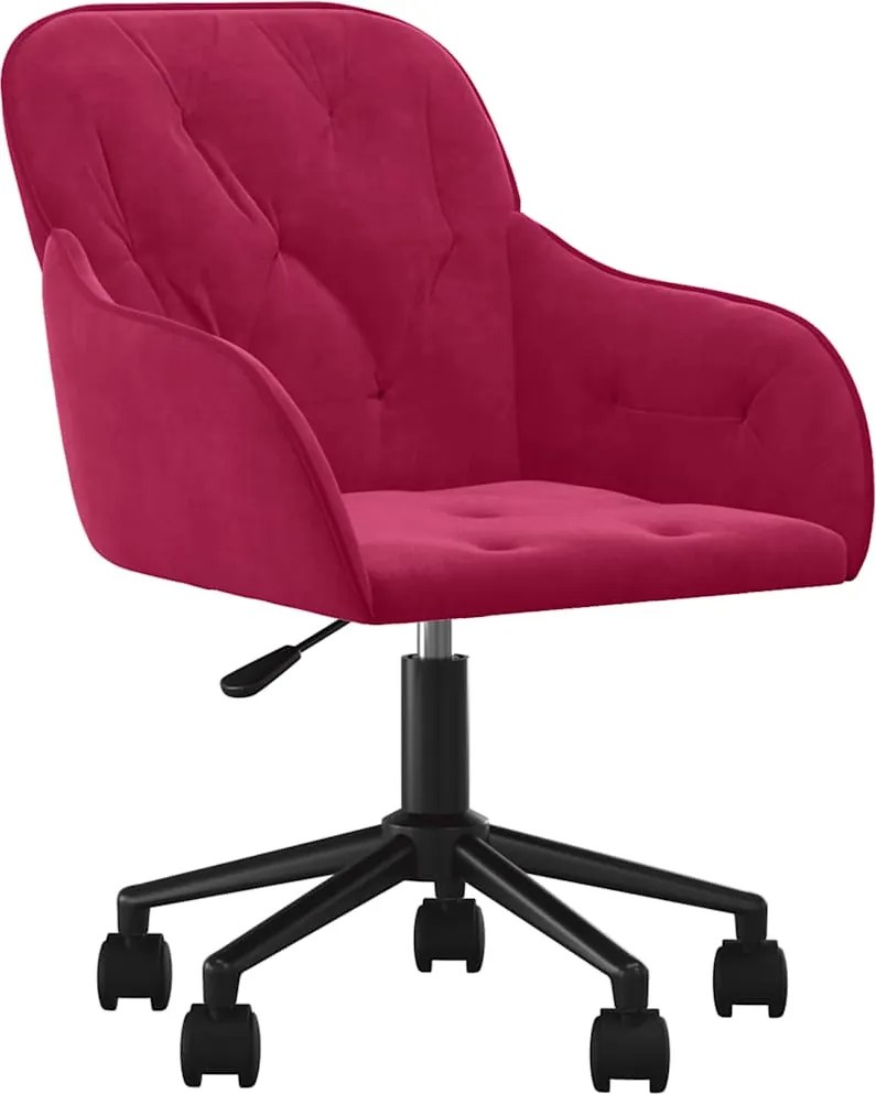 vidaXL Scaun de birou pivotant, roșu vin, catifea