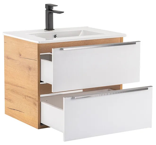 Dulap inferior Vario Trim 60 cu lavoar stejar-alb