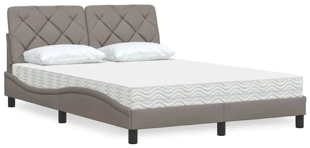vidaXL Pat cu saltea, gri taupe, 120x200 cm, textil