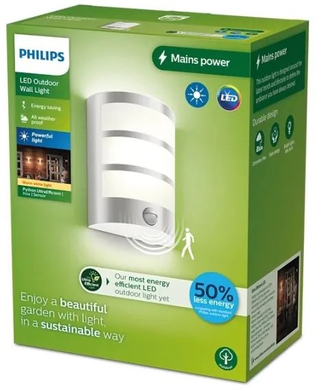 Aplică LED de exterior cu senzor Philips PYTHON LED/3,8W/230V IP44
