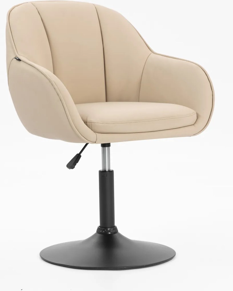 HR2055N Scaun Crem din Piele Ecologica cu Bază Neagră