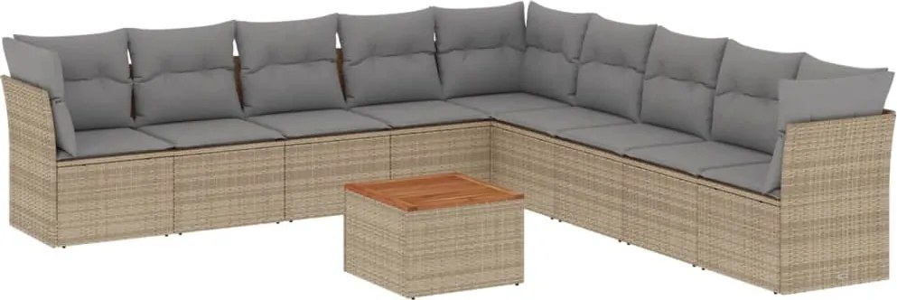 vidaXL Set canapele de grădină cu perne, 10 piese, bej, poliratan