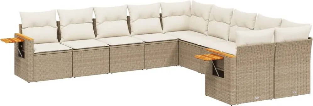 vidaXL Set canapele de grădină cu perne, 10 piese, bej, poliratan