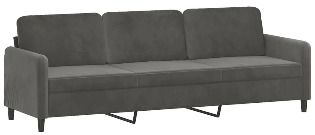 349064 vidaXL Canapea cu 3 locuri, gri închis, 210 cm, material catifea