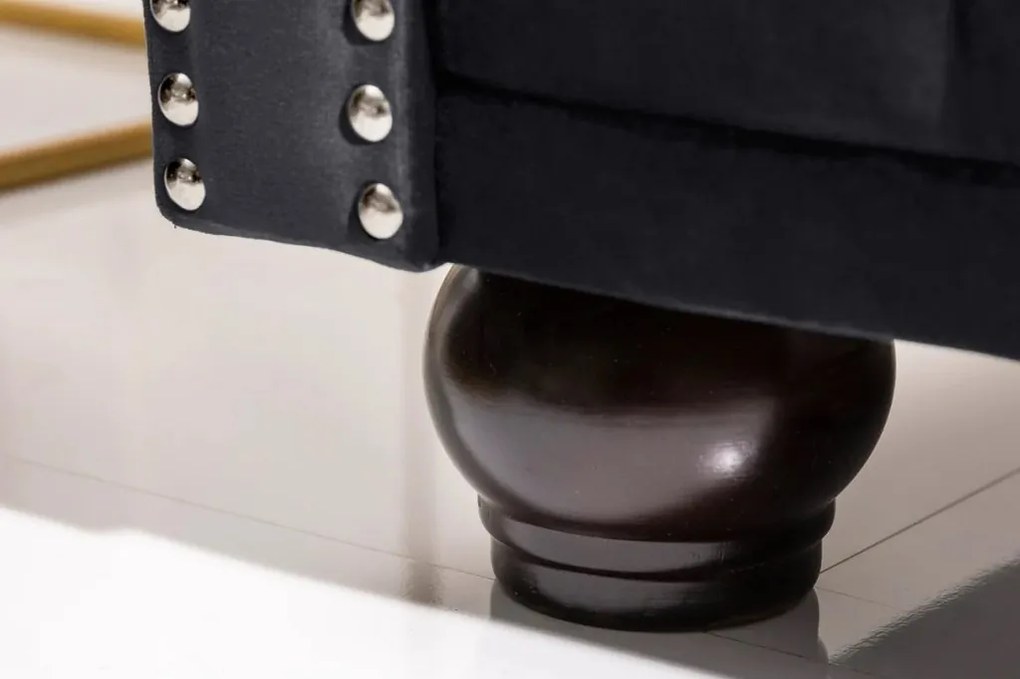 Canapea clasica stil englezesc Chesterfield 3 locuri, catifea neagra