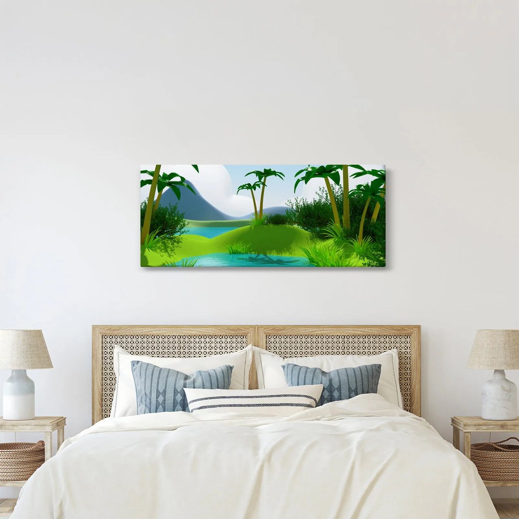 Tablou - Lac în junglă (120x50 cm)