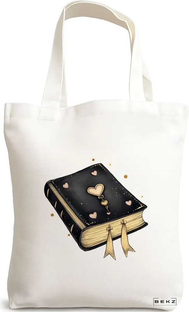 Sacosa de Panza pentru Cumparaturi, Geanta Tote, model Books 26 38 x 34.5 cm, Alba, BEKZ®