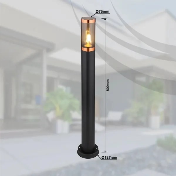 Lampă de exterior Globo 31588BC BOSTON 1xE27/23W/230V IP44 80 cm negru/cupru