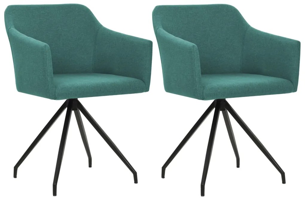 247062 vidaXL Scaune de bucătărie pivotante, 2 buc., verde, textil