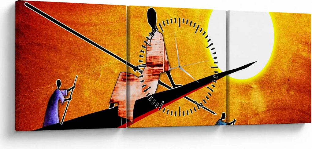Tablou picturii epochale străveche (cu ceas) (90x30 cm)