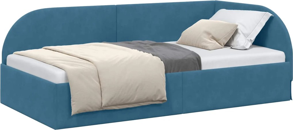 vidaXL Cadru de pat colțar albastru 90 cm x 190 cm Catifea