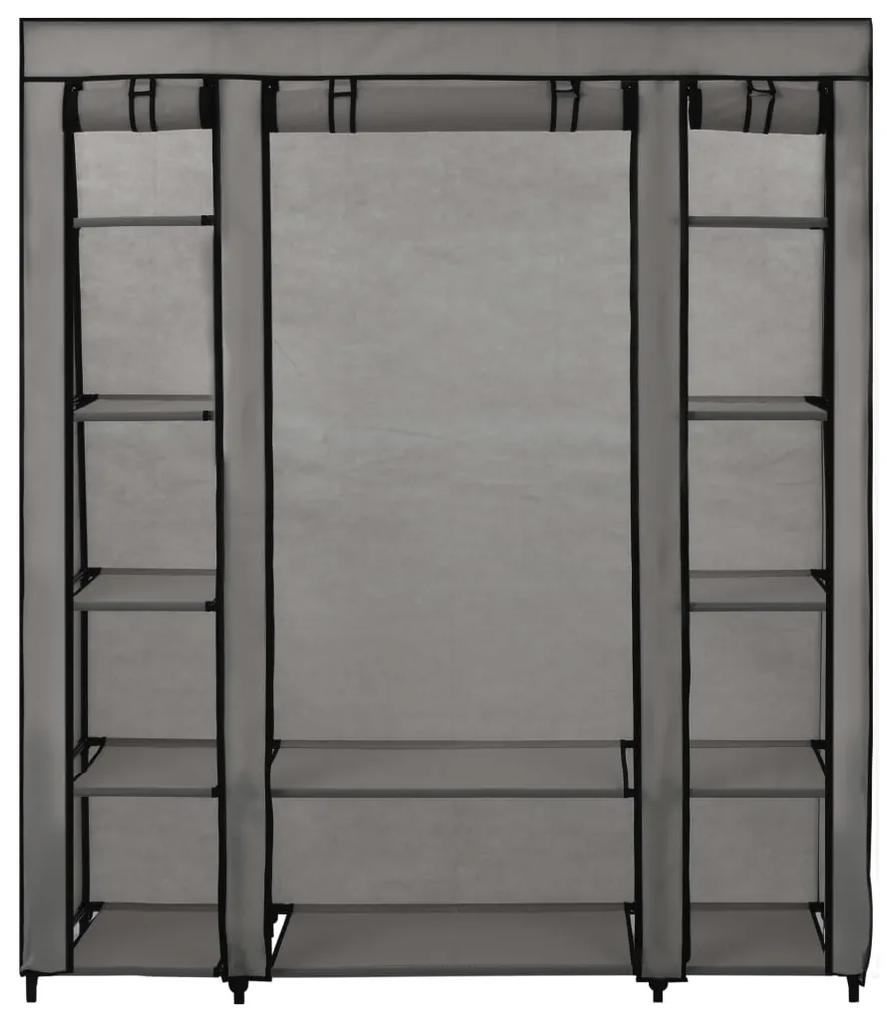 282436 vidaXL Șifonier cu bare și compartimente, gri, 150x45x176 cm, textil