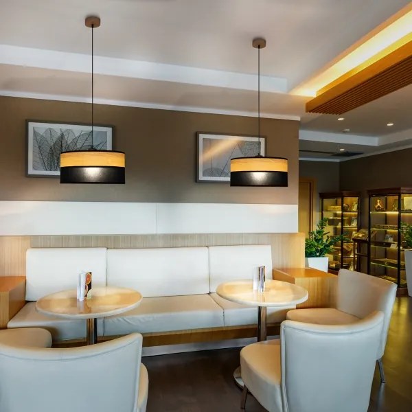 Lustră suspendată ALBA 1xE27/15W/230V Ø 40 cm negru/maro