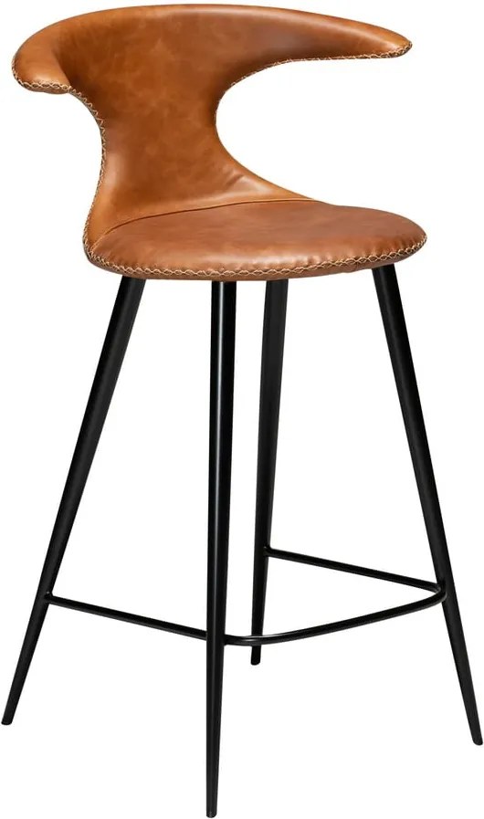 Scaun bar din piele DAN–FORM Denmark Flair Leather, maro coniac, înălțime 90 cm