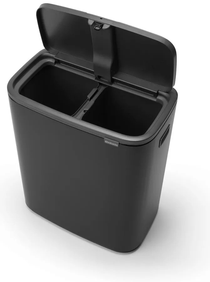 Coș de gunoi negru mat de reciclat/cu senzori de atingere din oțel 60 l Bo Touch Bin – Brabantia