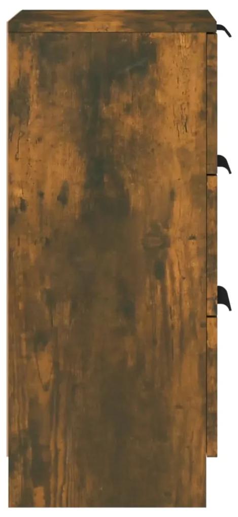 Servante, 2 buc., stejar fumuriu, 30x30x70 cm, lemn prelucrat 2, Stejar afumat