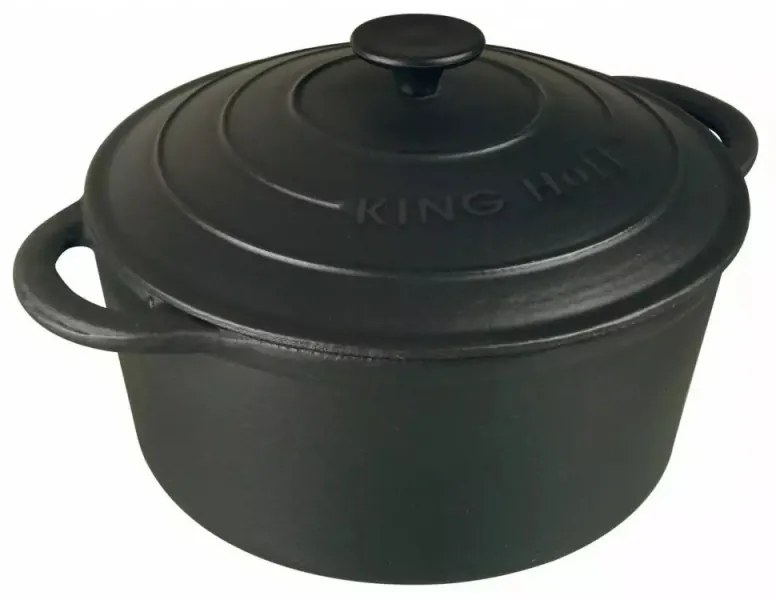 Oala din fonta Kinghoff KH 2253, 2,4 litri, 21 cm, Acoperire antiaderenta, Inductie, negru