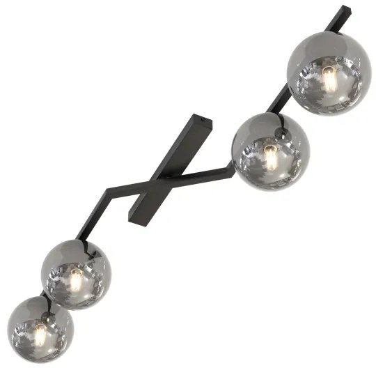 Plafonieră NATON, 4xE14/10W/230V, negru/fumuriu