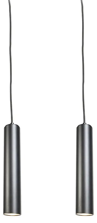 Set de 2 lămpi suspendate de design negru - Tuba Small