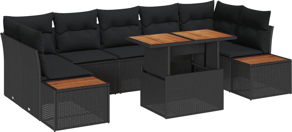 vidaXL Set de masă pentru grădină cu pernă 8 pcs Negru și Maro