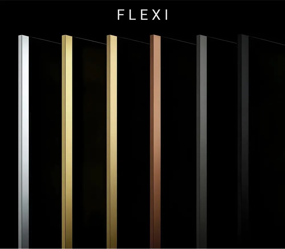 Paravan de dus fumuriu Rea Flexi Grey 140 cm auriu periat