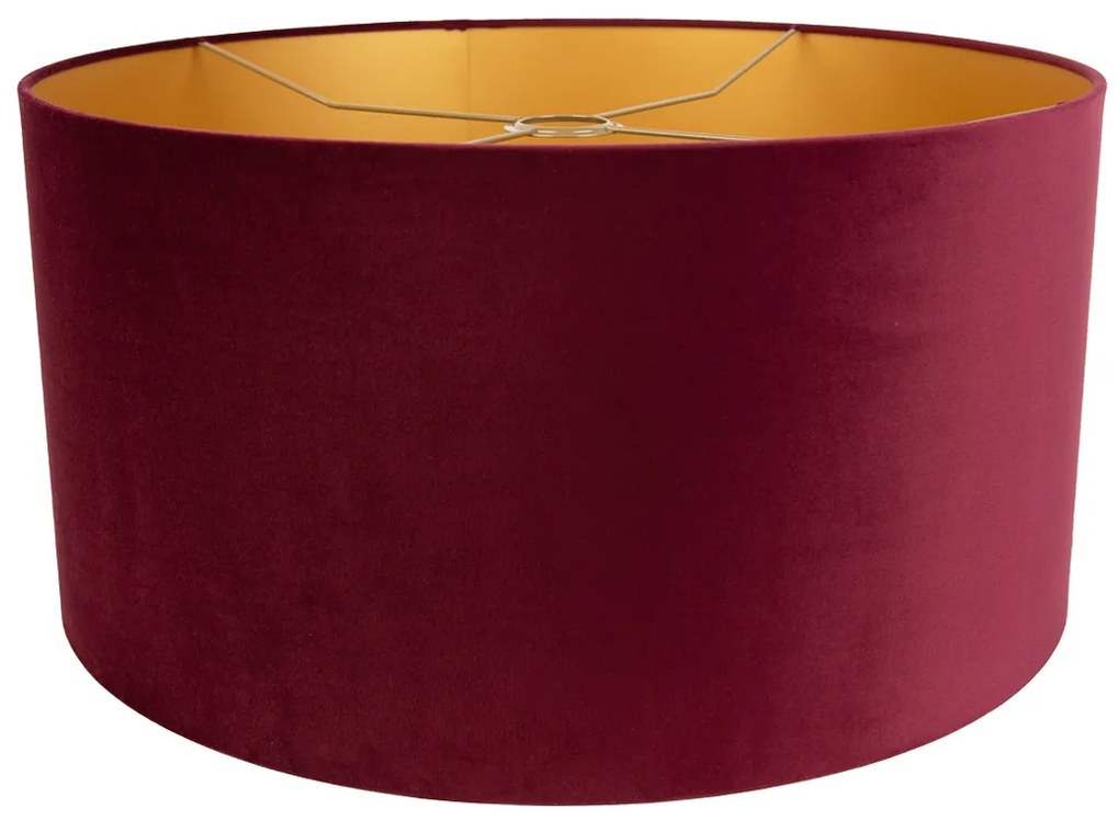 Abajur din catifea roșie 50/50/25 cu interior auriu