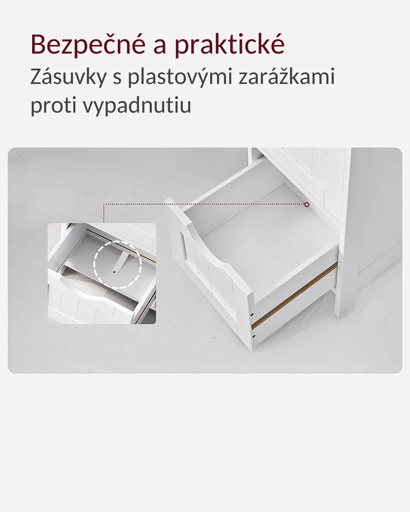 Dulap pentru baie cu 4 sertare PAULA, 30x30x82cm, alb Vasagle