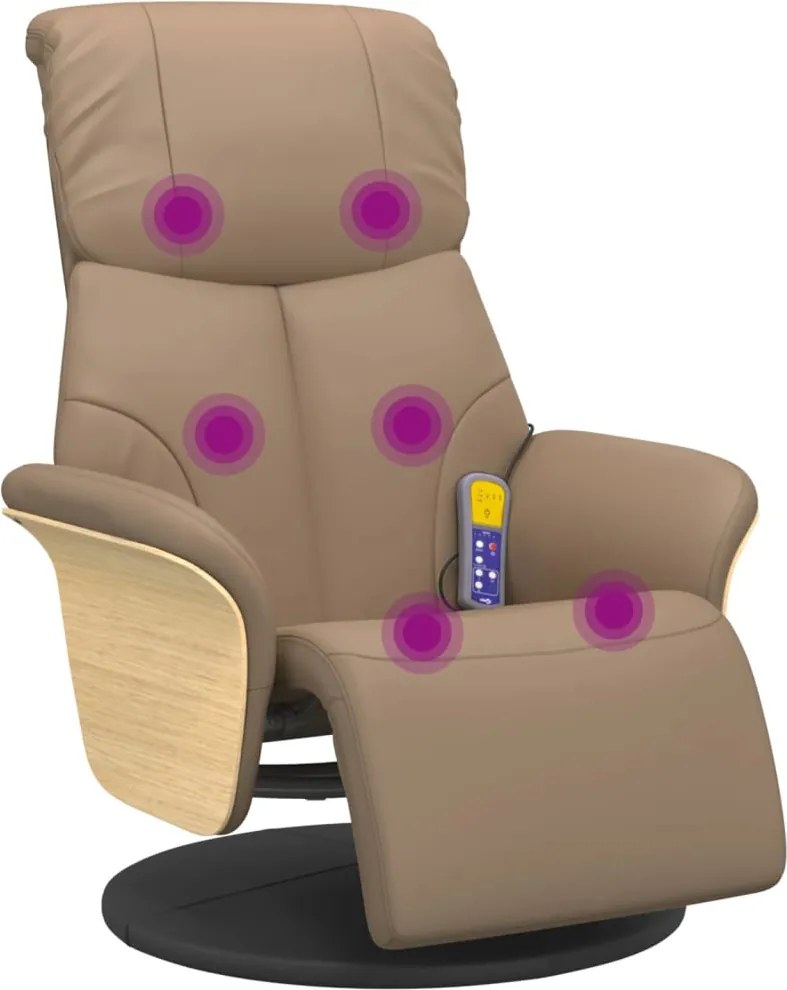 vidaXL Fotoliu de masaj rabatabil, cappuccino, piele ecologică