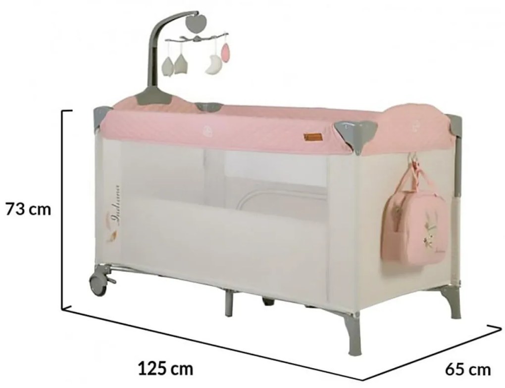 Patut pliant transformabil in tarc copii NOVOKIDS™ Indiana NEST, 62X125 cm, 2 Niveluri, Jucarie Carusel muzical, Fermoar acces lateral, Geanta bebe,