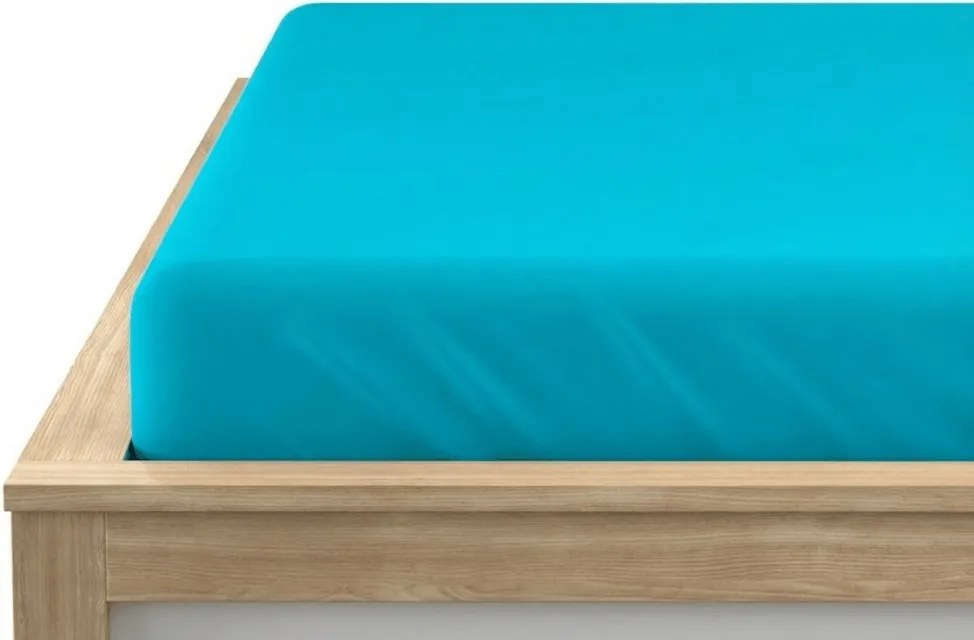 Cearsaf jersey cu lycra turcoaz 180 x 200 cm