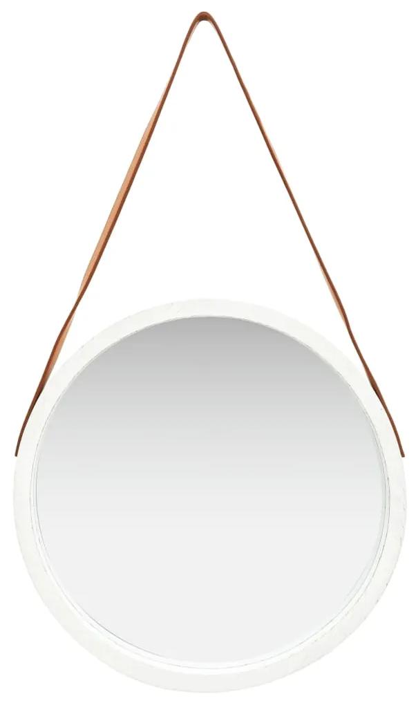 Oglinda de perete cu o curea, 50 cm, alb 1, Alb,    50 cm