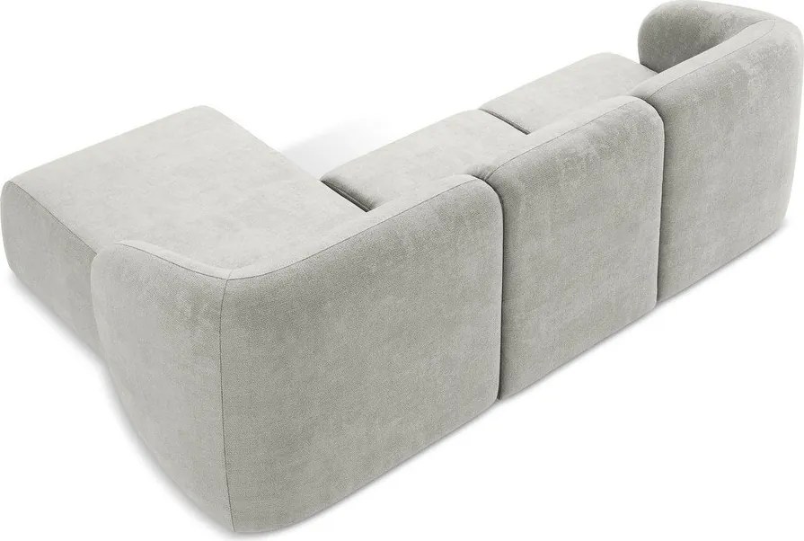 Colțar gri deschis cu tapițerie din chenille (cu colț pe partea dreaptă/cu șezlong) Lani – Makamii