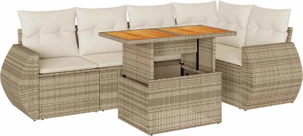 vidaXL Set canapele de grădină cu perne, 6 piese, bej, poliratan