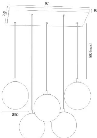 Lustra design modern cu 5 pendule Paloma