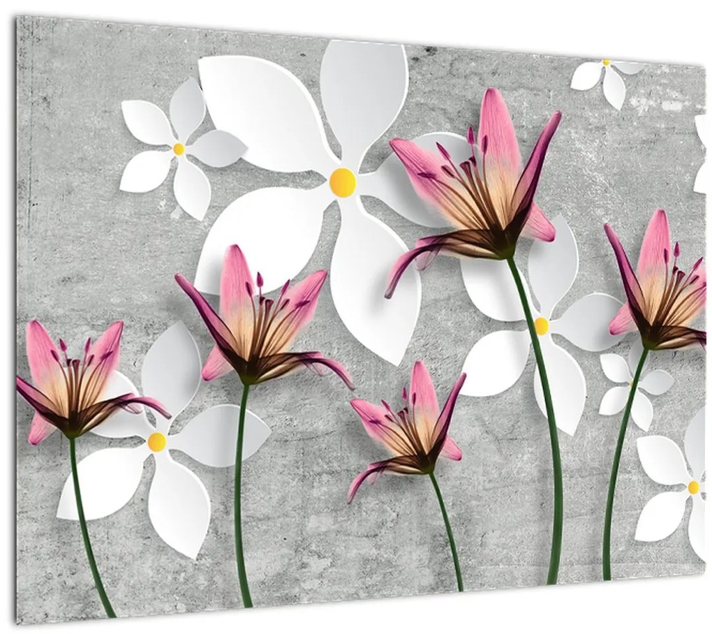 Tablou cu abstracție florală (70x50 cm)