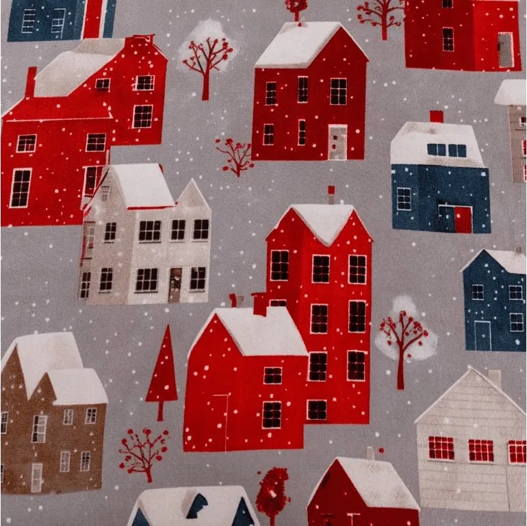 Cearsaf din microfibra WINTER COTTAGE gri 180x200 cm
