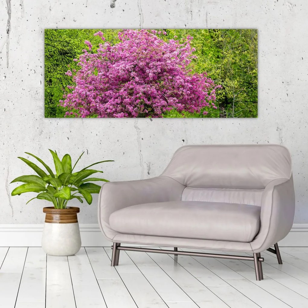 Tablou cu pom înflorit pe luncă (120x50 cm)