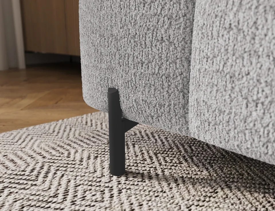 Taburet Tapitat cu Picioare Ferivo, 140x70x40cm, gri bouclé – Sola 04