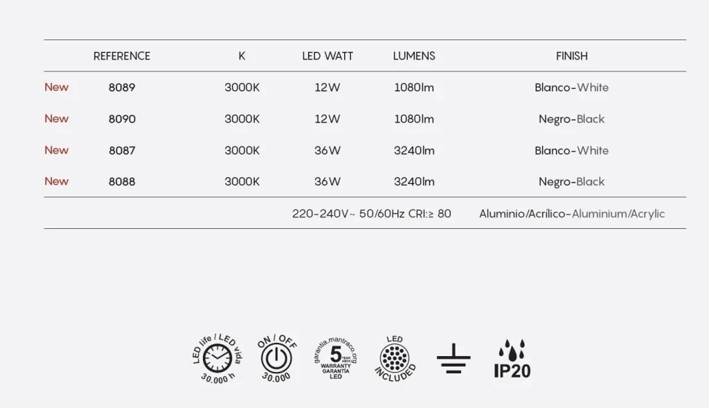 Aplica LED de perete ambientala TAHITI XL 36W neagra