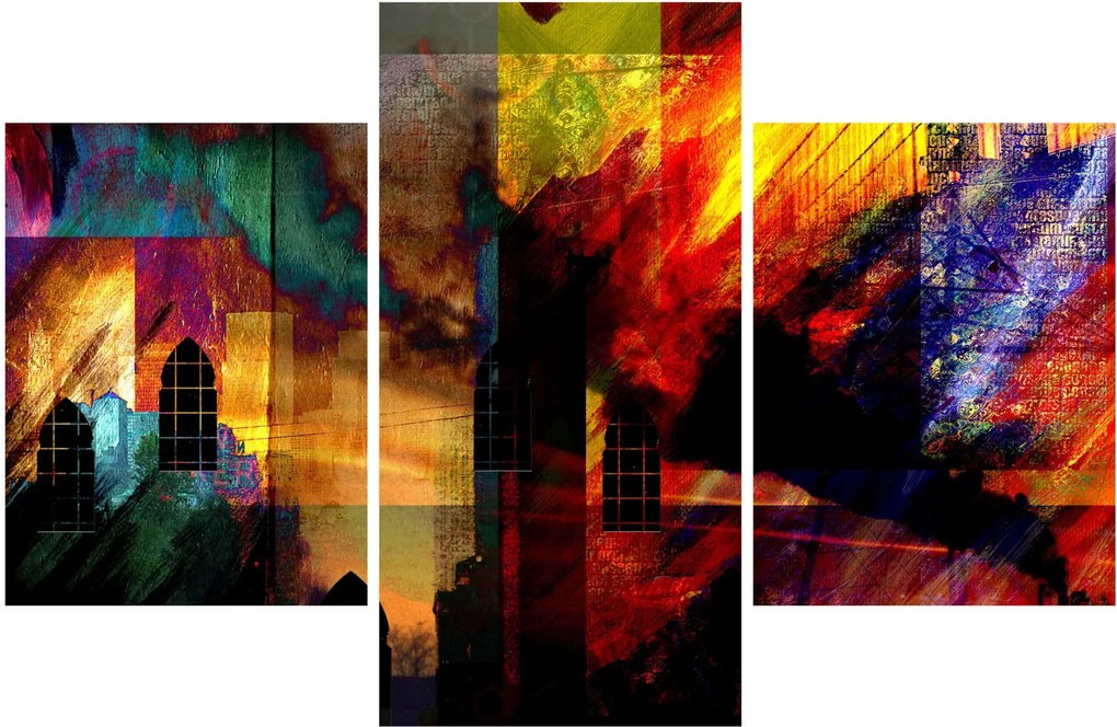 Tablou - Oraș colorat, abstracție (90x60 cm)
