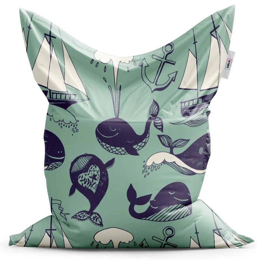 Sac de șezut Classic balaene - pentru copii, verde