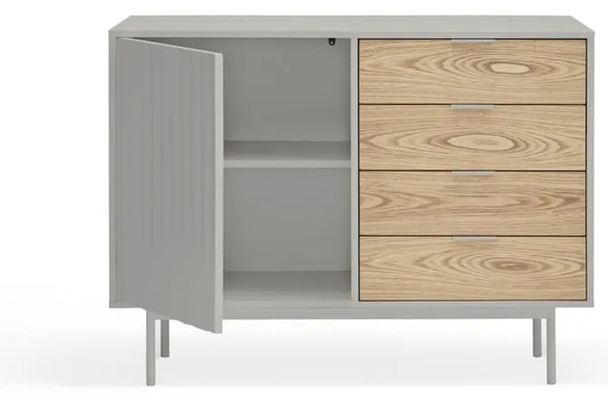 Comodă gri/în culoare naturală joasă cu aspect de lemn de stejar 108x80 cm Sierra – Teulat