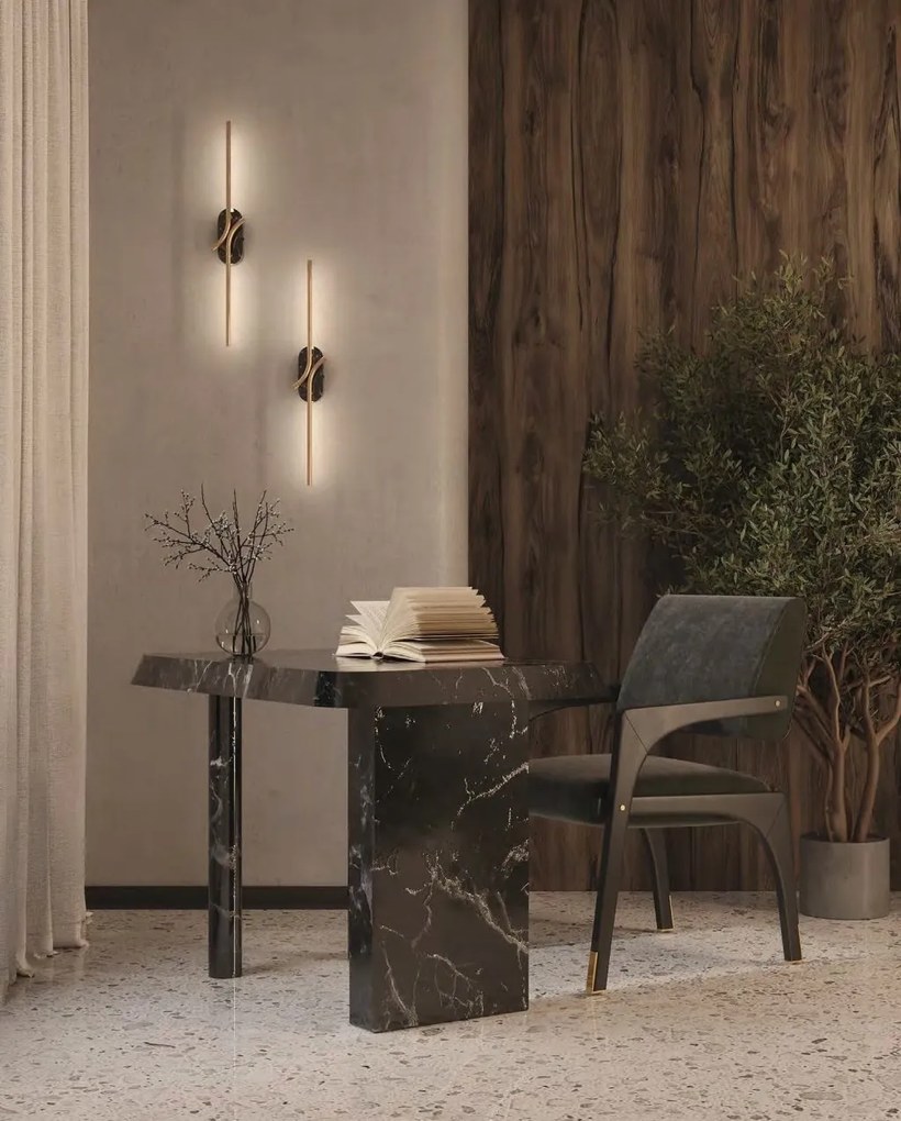 Aplica LED ambientala design minimalist Renaissance negru/alama